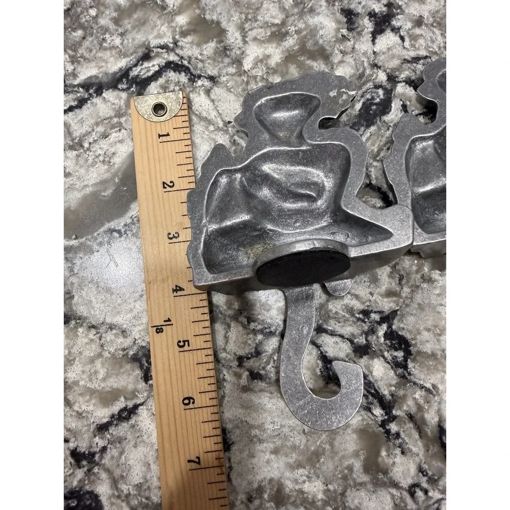 2 Carson Pewter Doll Christmas Stocking Hook Hangers Mantle Holiday Decor VTG